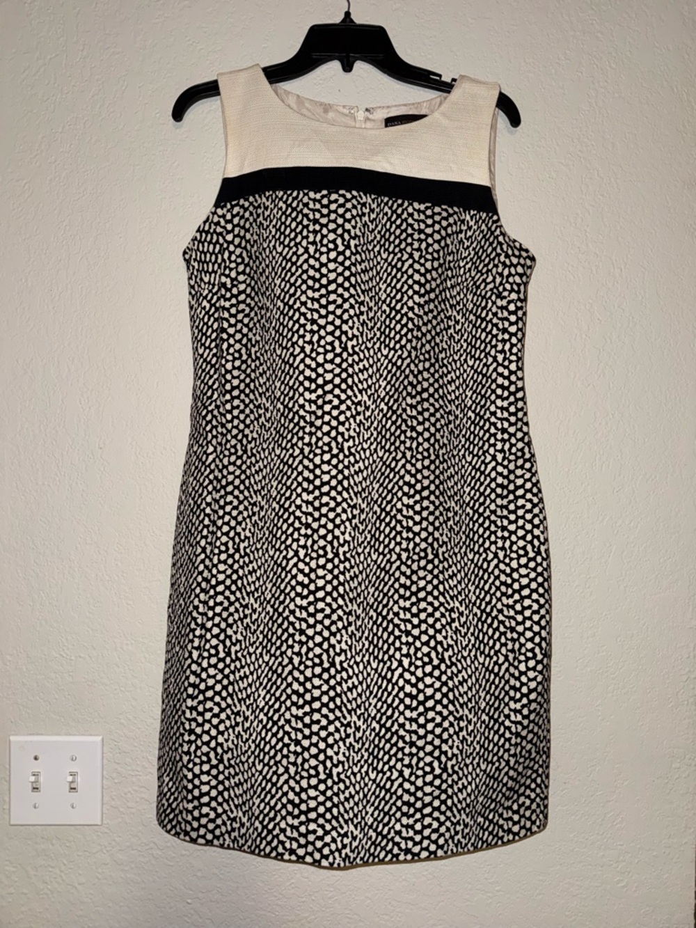 Dana Buchanan Black and White Patterned Cotton Sheath Dress Women’s 8